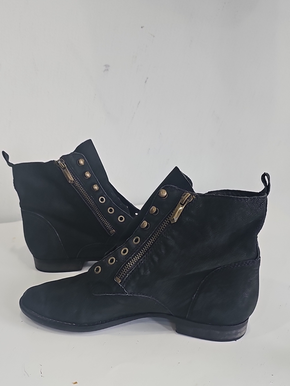 Sam Edelman Black Lace-Up Combat Boots with Side Zipper Sz 8.5